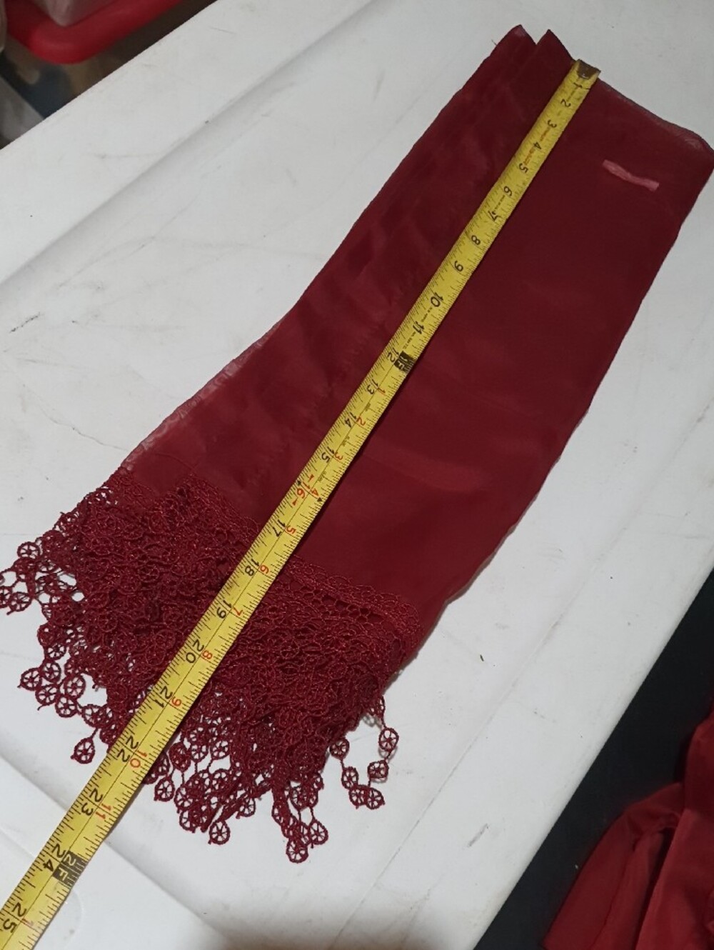 Red Maroon Decorative Sheer Valance Curtains - Unbranded - Picture 5 of 7